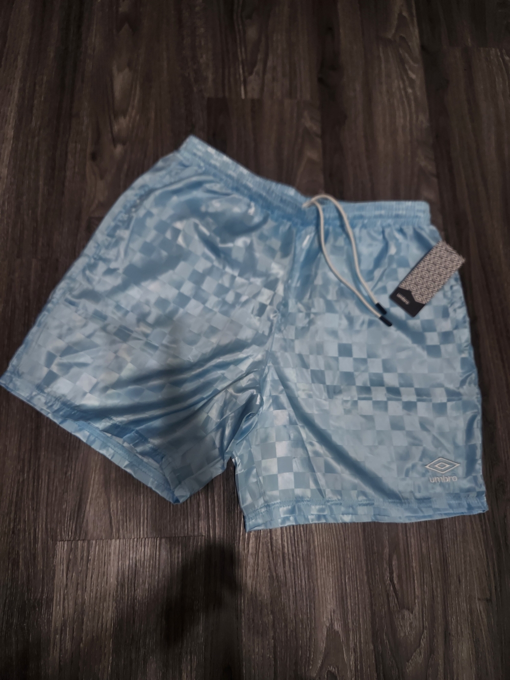 Umbro Men’s Light Blue Checkerboard Athletic Shorts